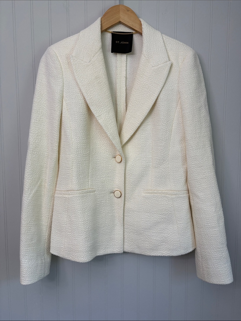 St. John Creamy Off White Two Button Blazer Women Size 6